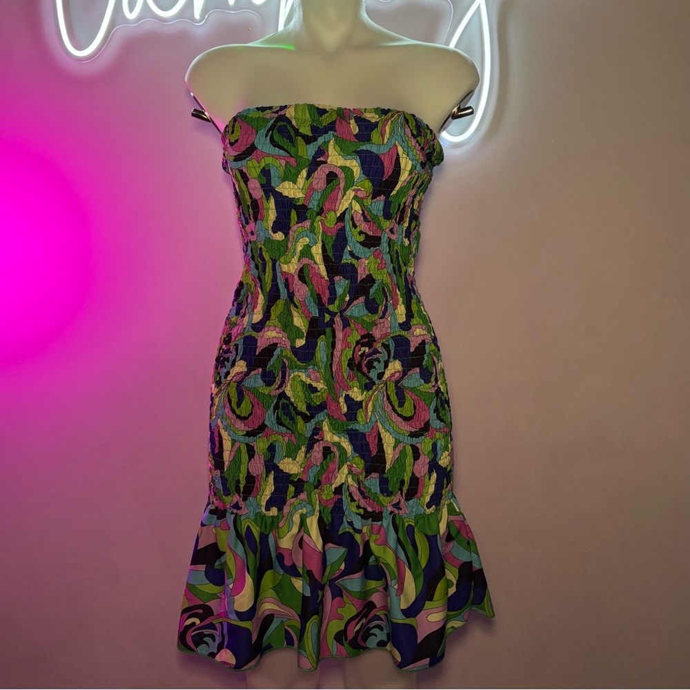 Colorful Strapless Women’s Dress y2k